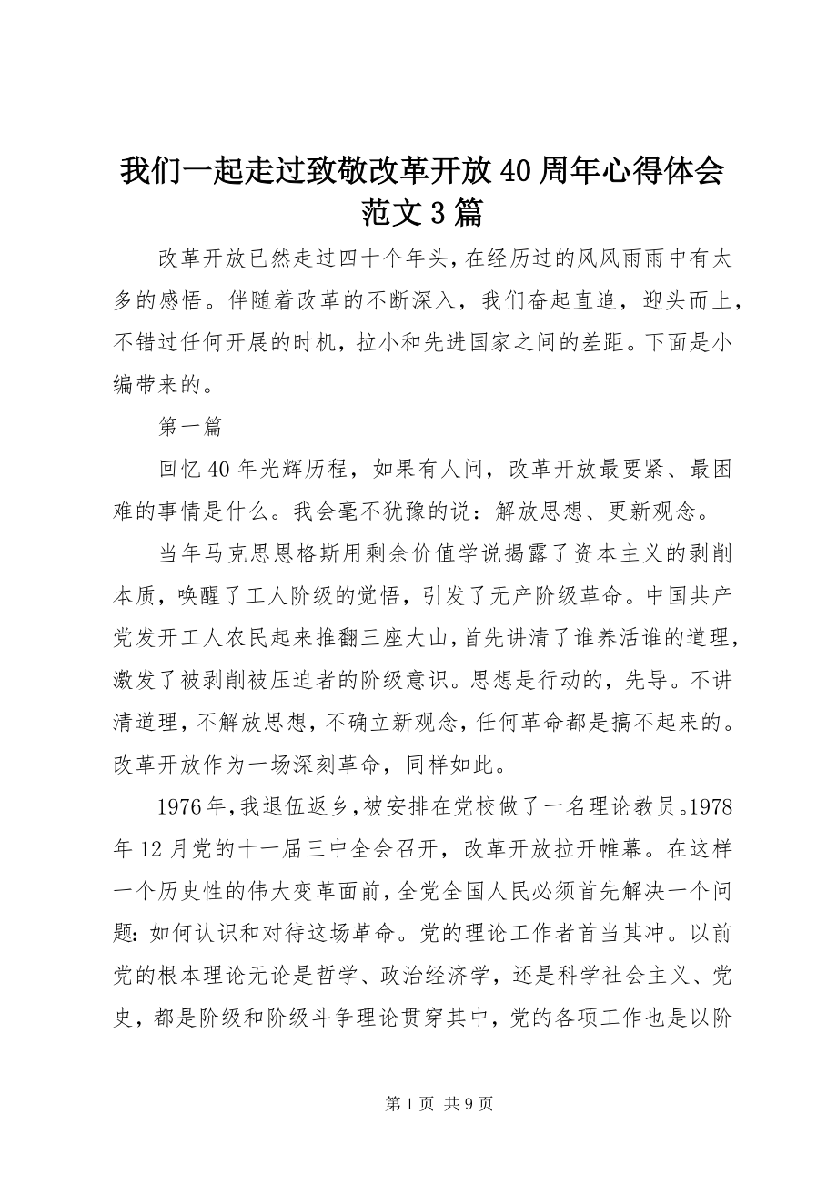 2023年我们一起走过致敬改革开放40周年心得体会3篇2.docx_第1页