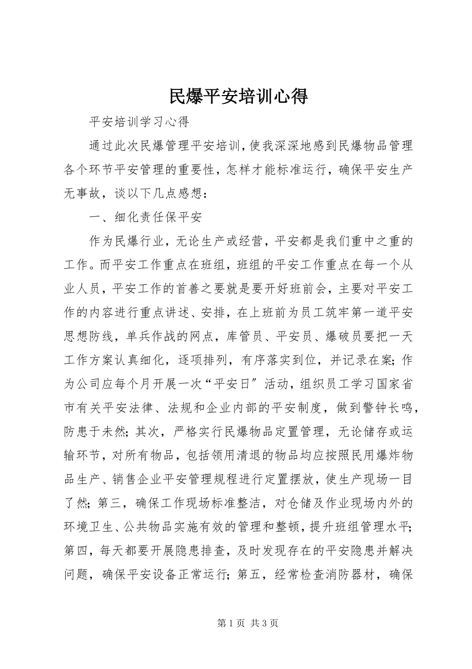 2023年民爆安全培训心得.docx_第1页