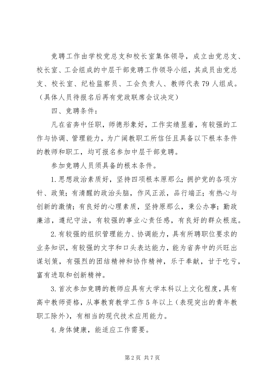 2023年牛奔中学中层干部竞聘上岗实施方案.docx_第2页