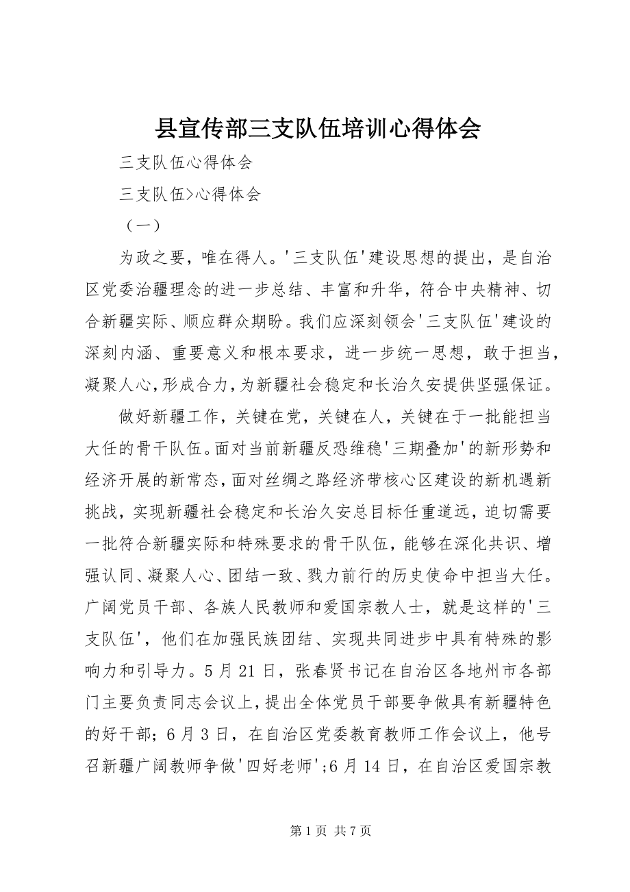 2023年县宣传部三支队伍培训心得体会.docx_第1页