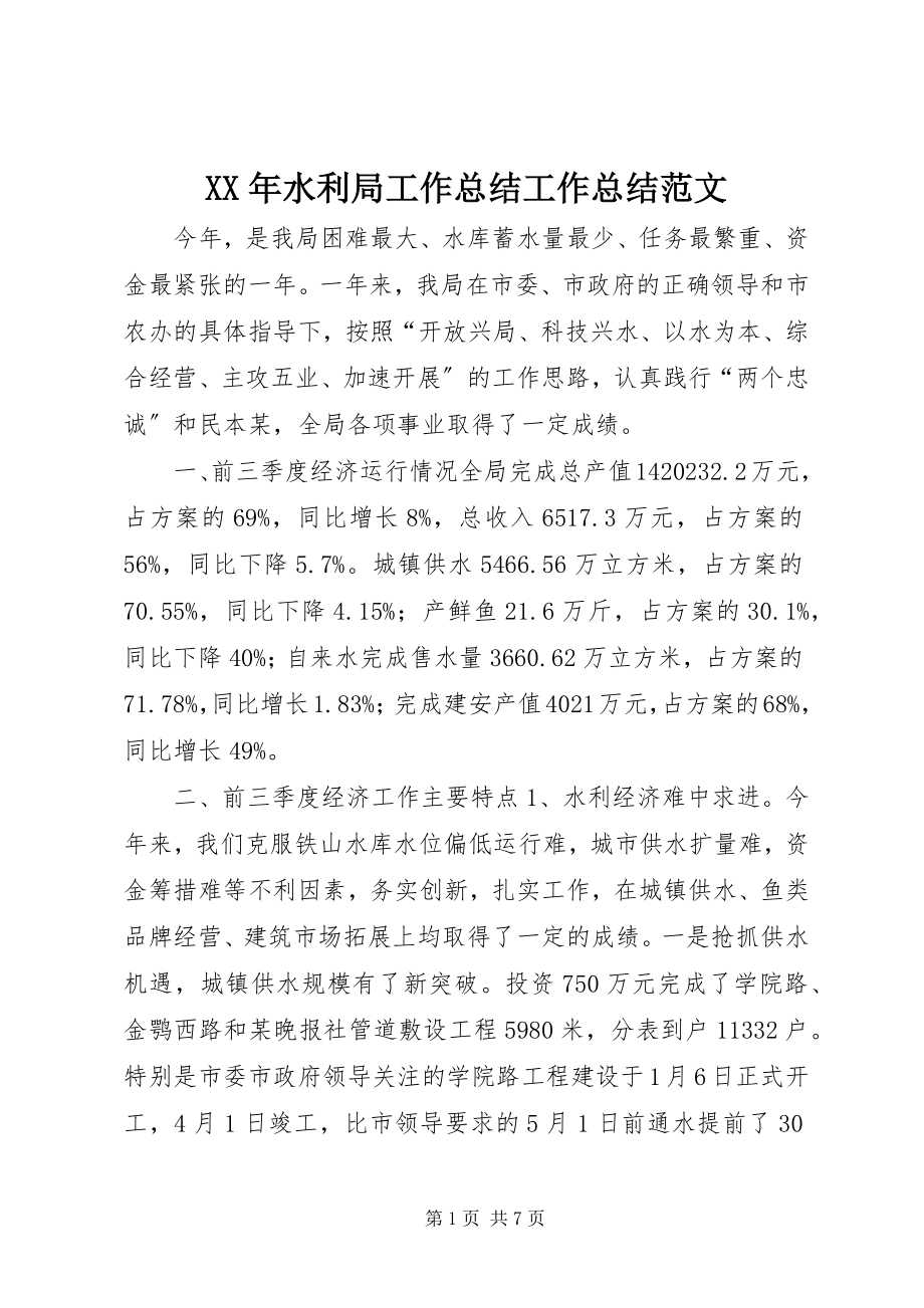 2023年水利局工作总结工作总结.docx_第1页