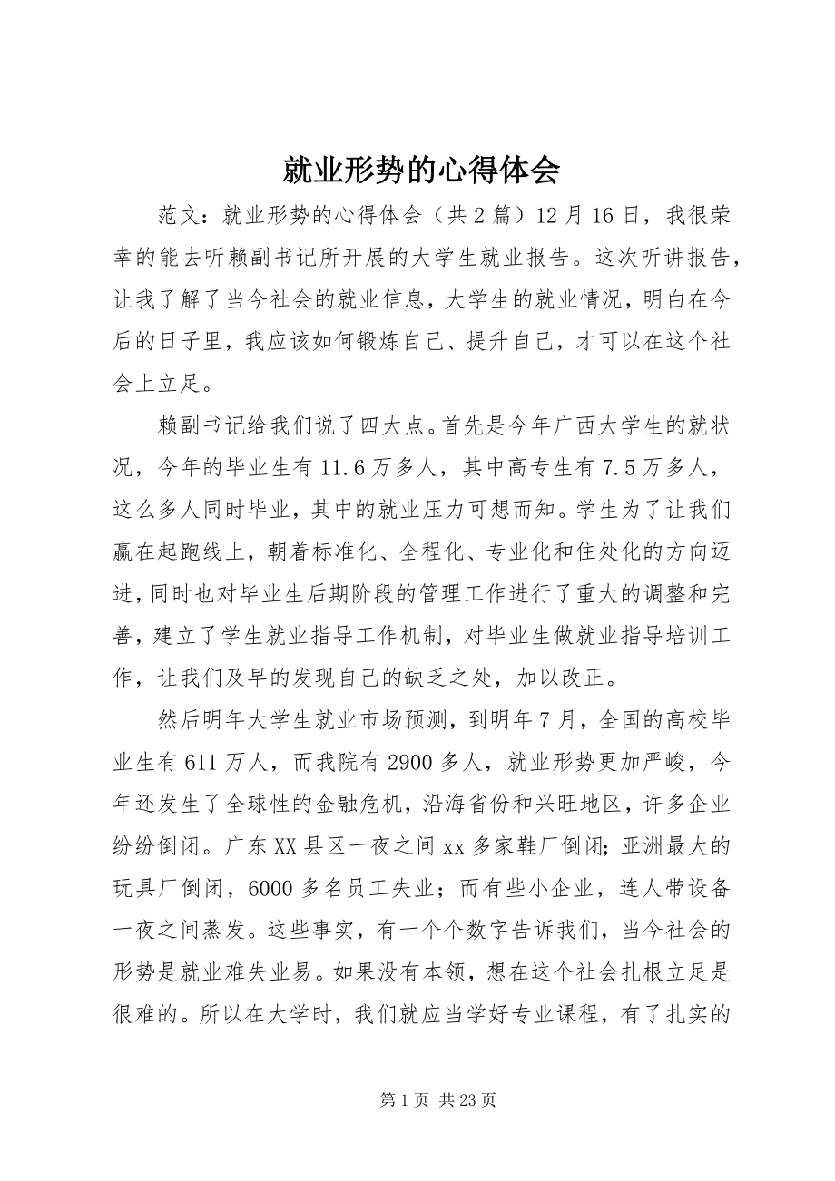 2023年就业形势的心得体会.docx_第1页