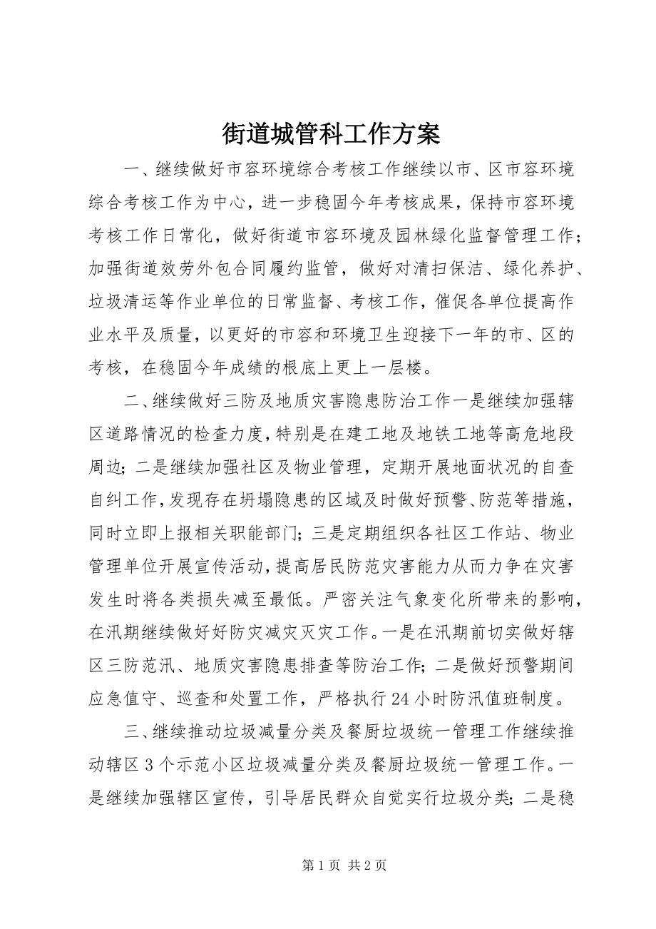 2023年街道城管科工作计划.docx_第1页