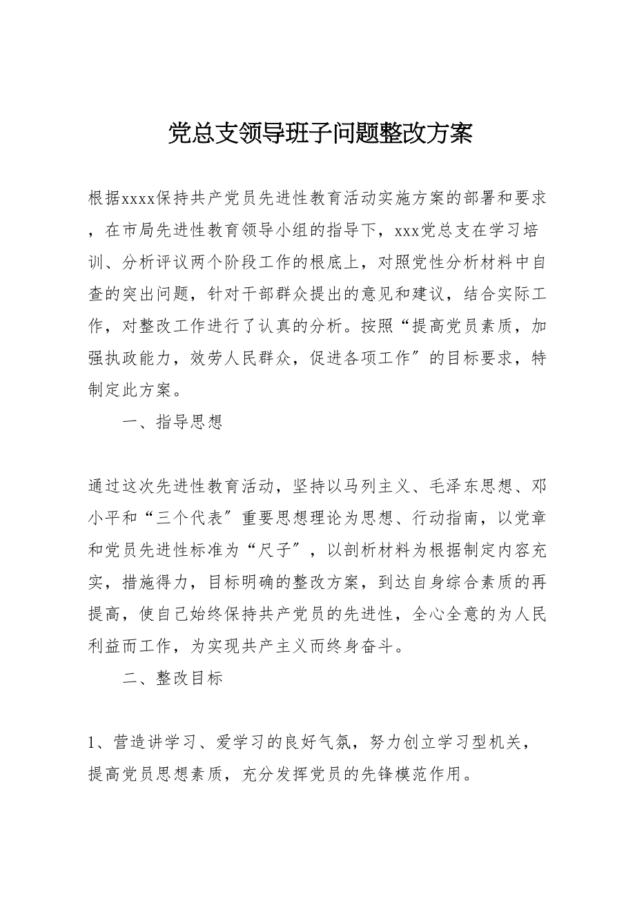 2023年党总支领导班子问题整改方案 5.doc_第1页