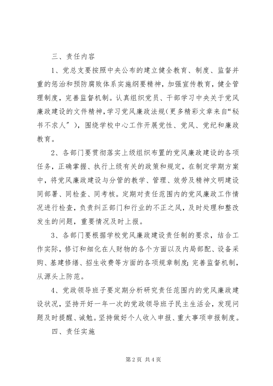 2023年XX大学党风廉政建设责任书新编.docx_第2页