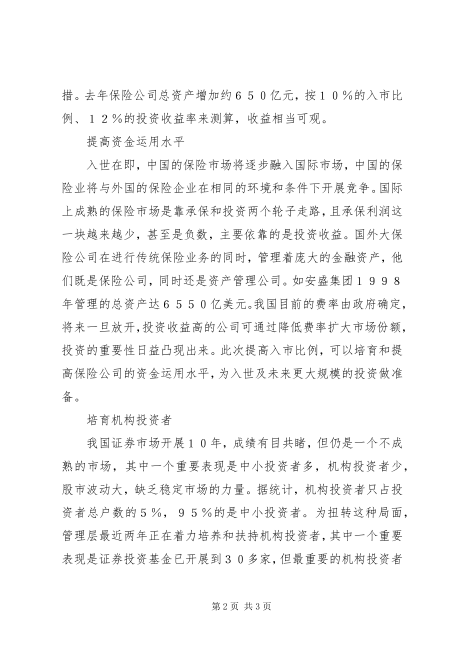 2023年保险基金入市比例为何提高新编.docx_第2页