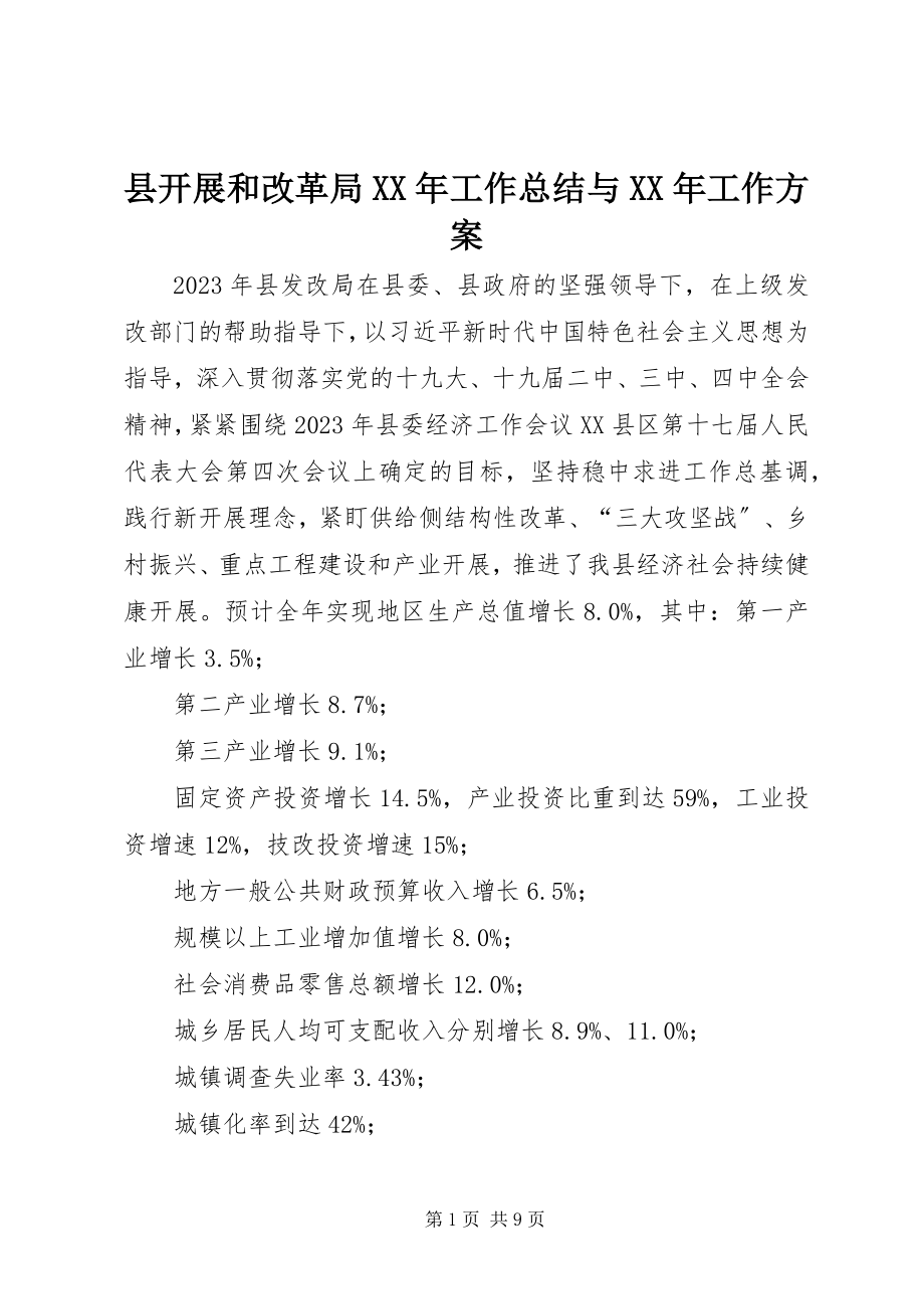 2023年县发展和改革局工作总结与工作计划.docx_第1页