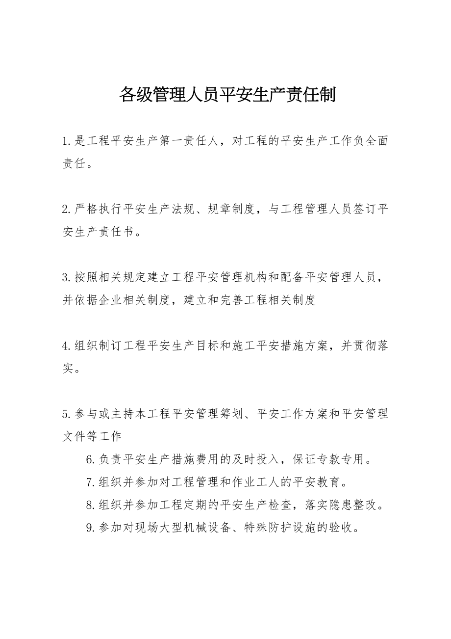 2023年各级管理人员安全生产责任制.doc_第1页