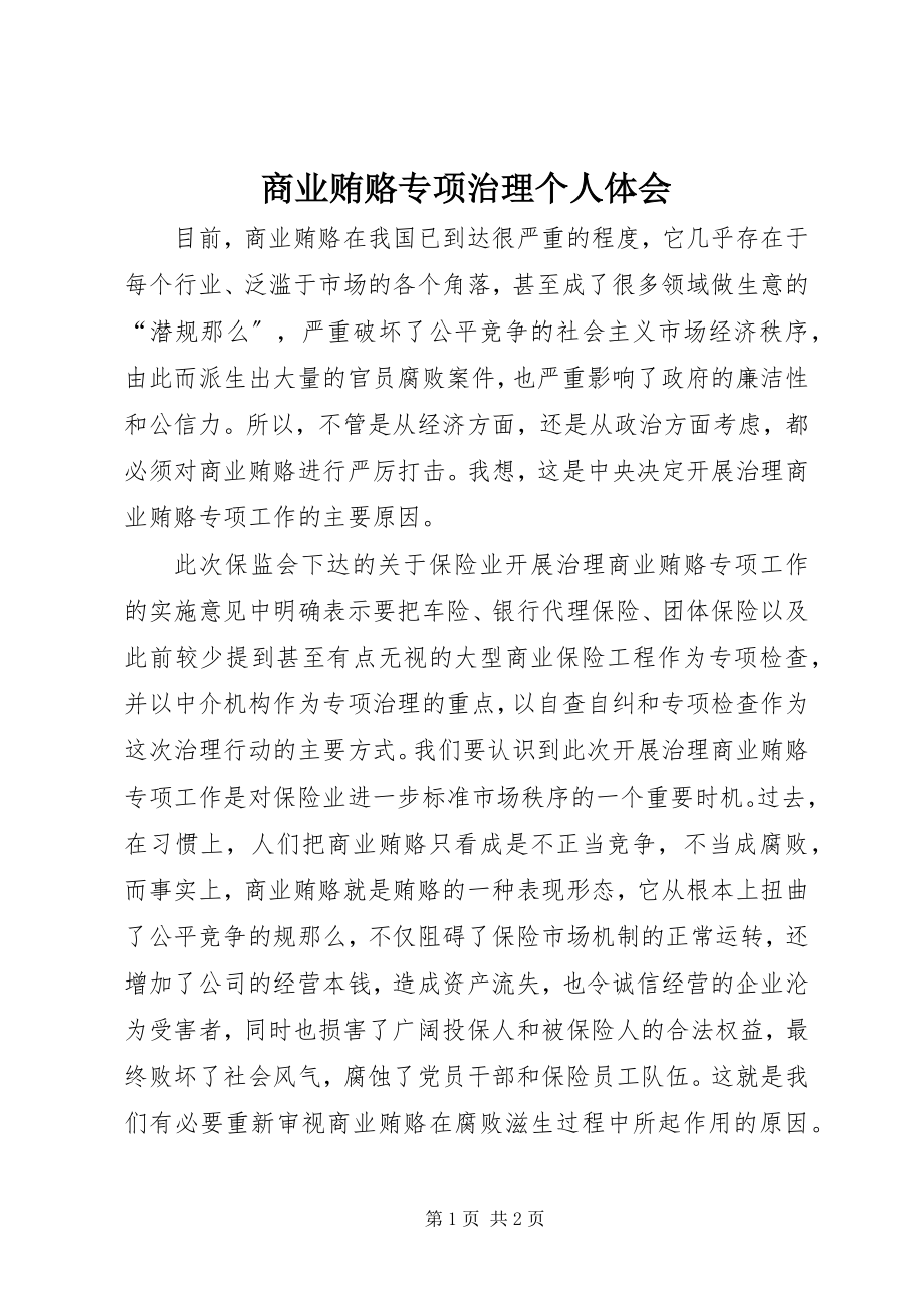 2023年商业贿赂专项治理个人体会.docx_第1页