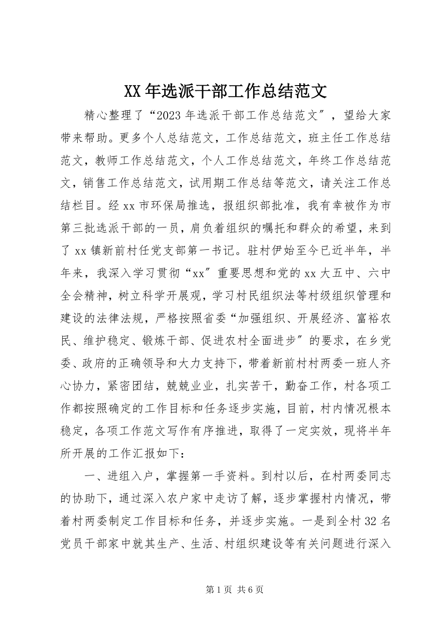 2023年选派干部工作总结.docx_第1页