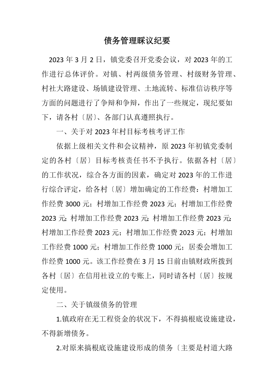 2023年债务管理会议纪要.docx_第1页