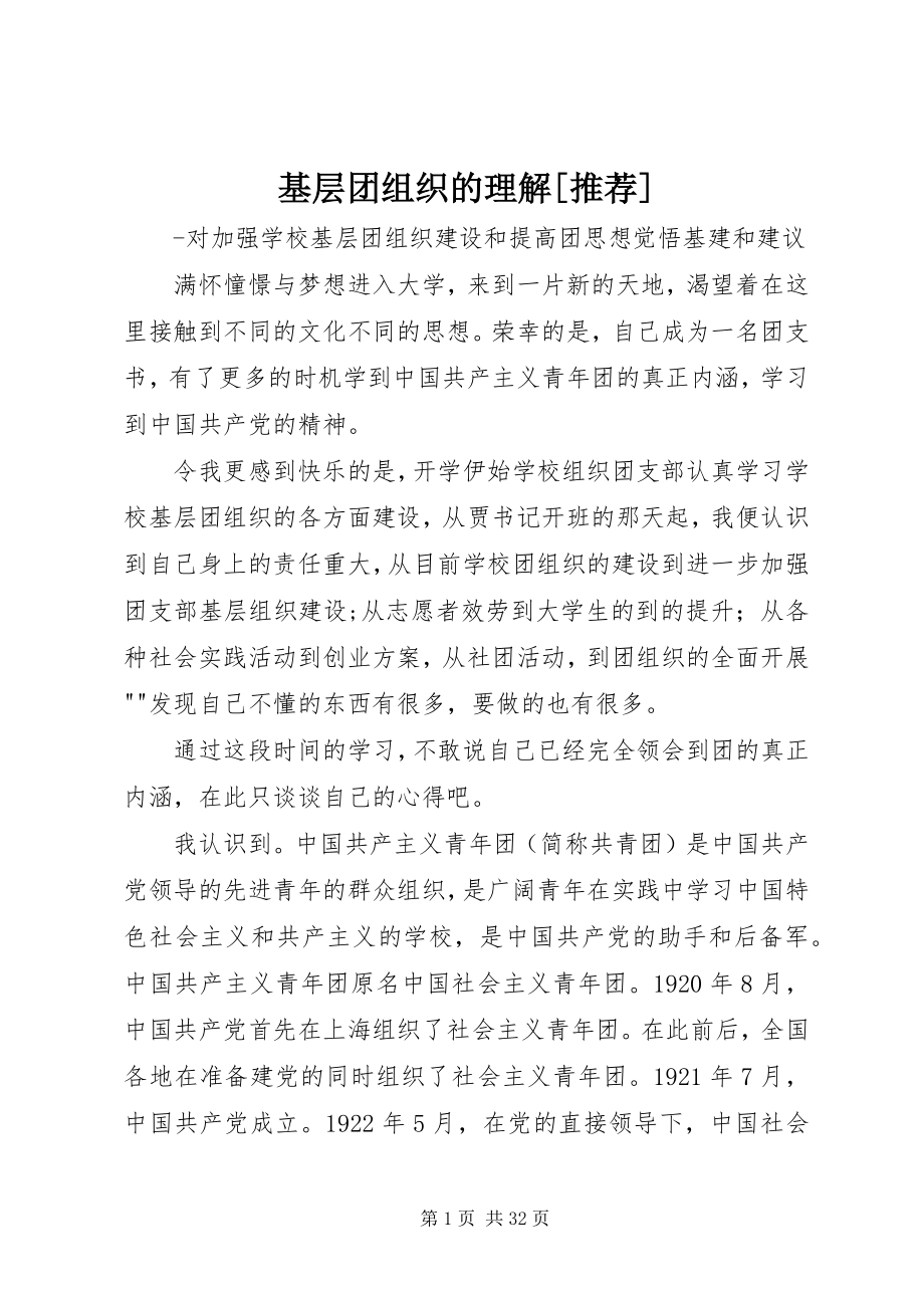 2023年基层团组织的理解[推荐.docx_第1页