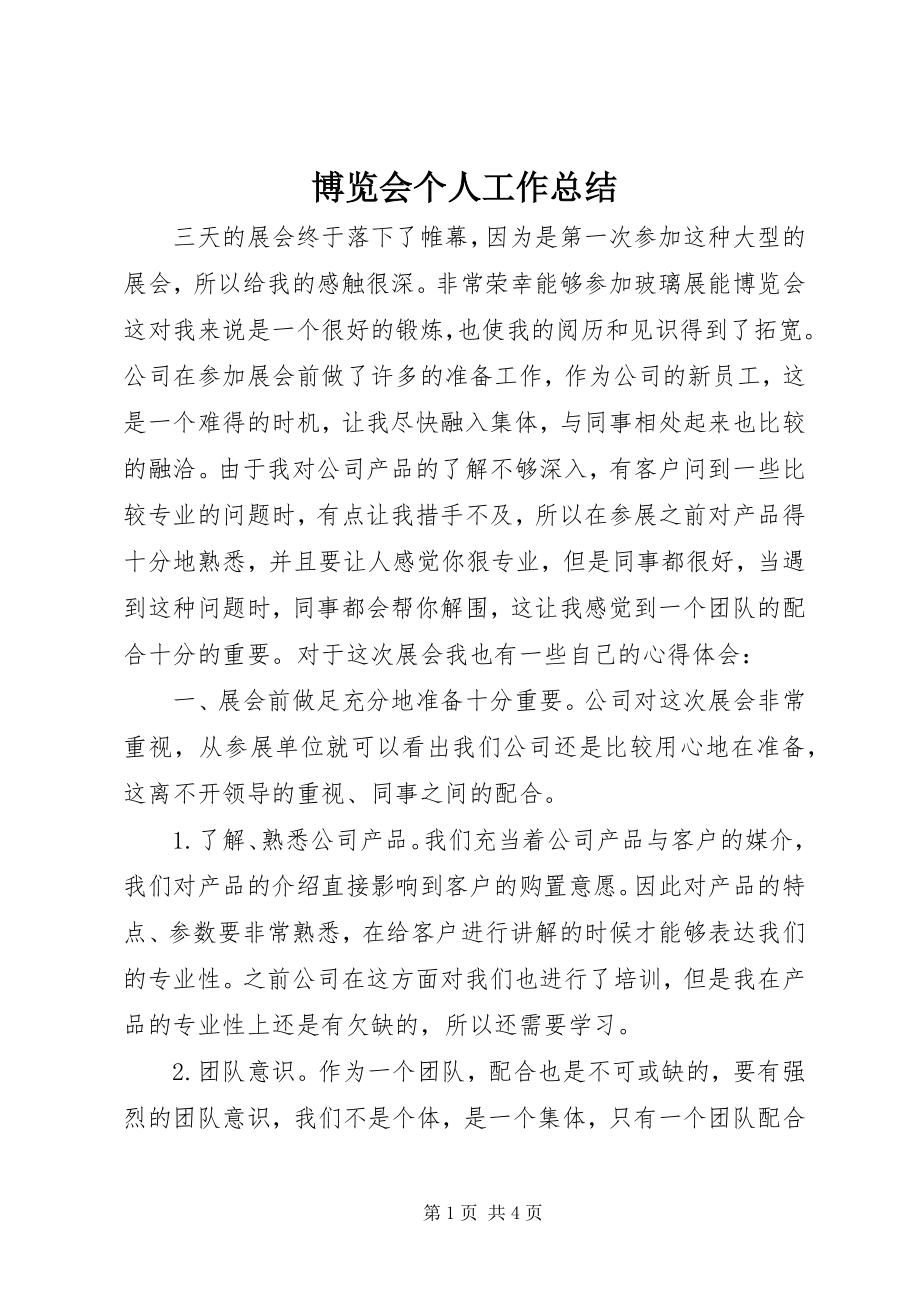 2023年博览会个人工作总结新编.docx_第1页