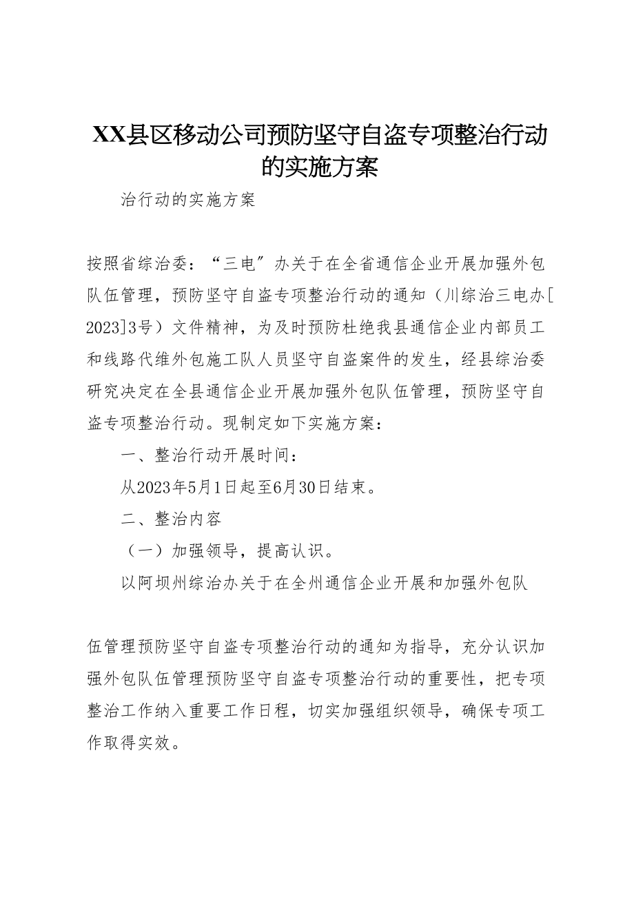 2023年县区移动公司预防坚守自盗专项整治行动的实施方案.doc_第1页