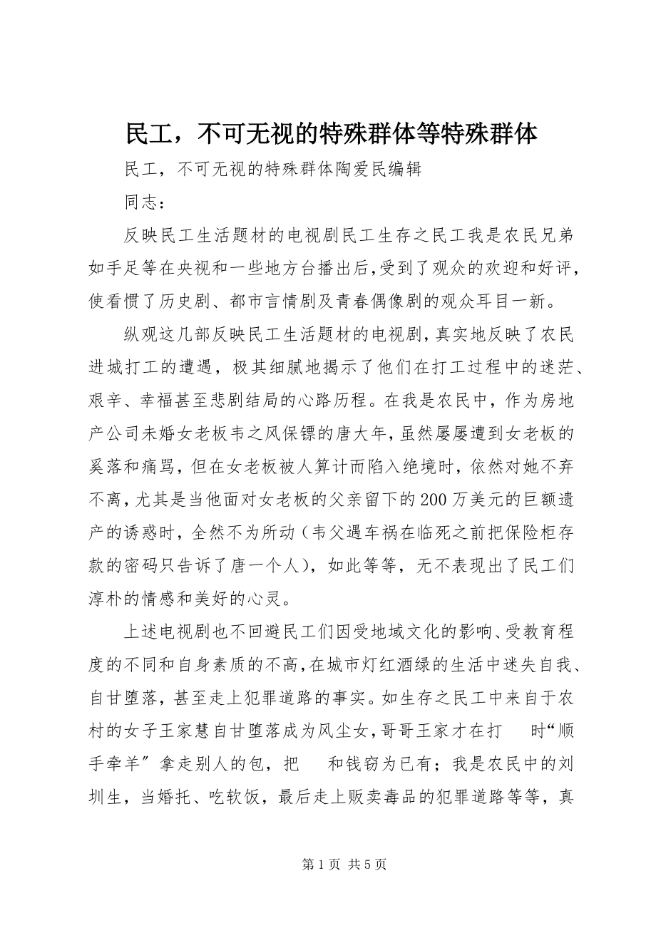 2023年民工不可忽视的特殊群体等特殊群体.docx_第1页