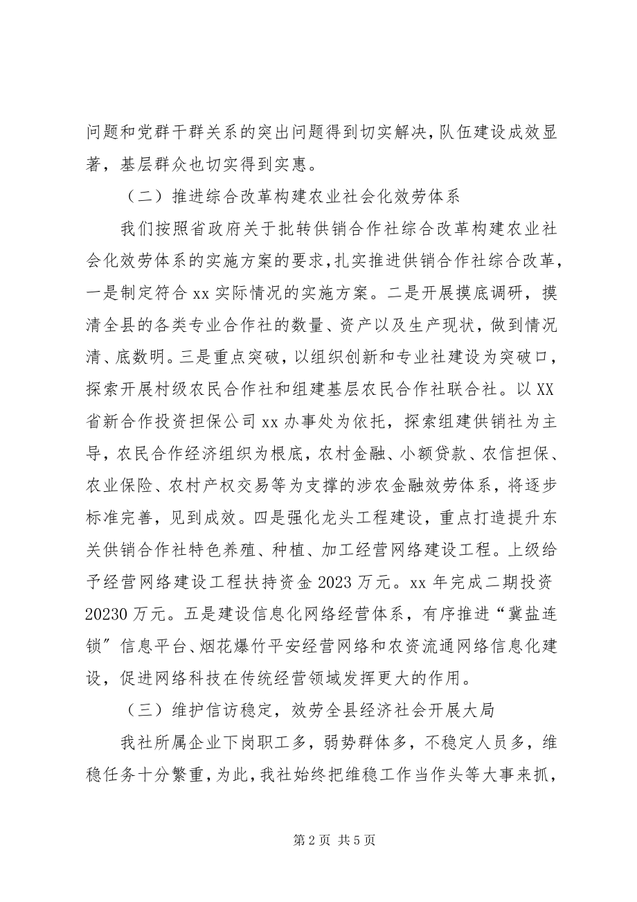 2023年供销社工作总结暨工作安排.docx_第2页