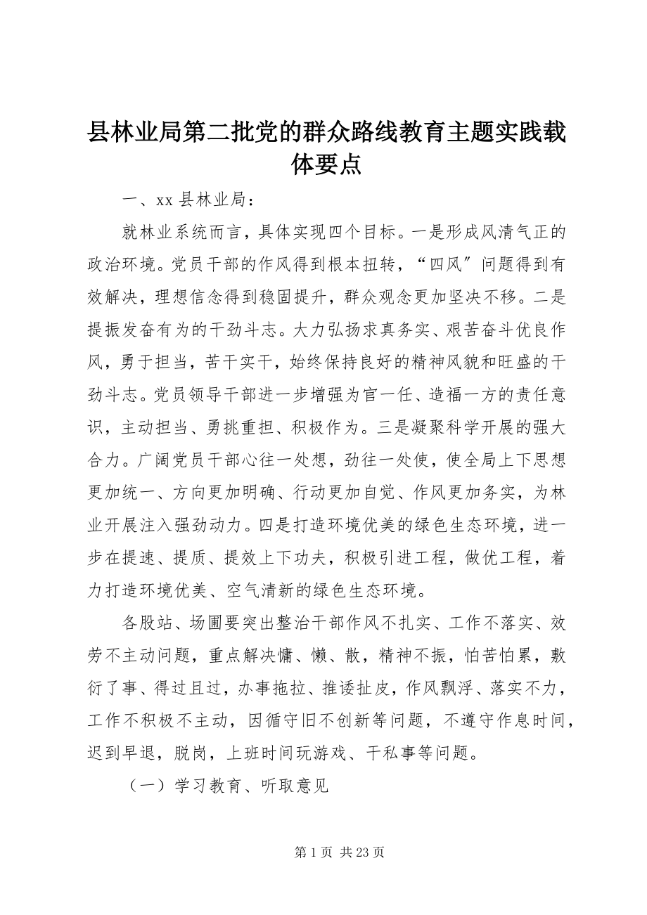 2023年县林业局第二批党的群众路线教育主题实践载体要点.docx_第1页