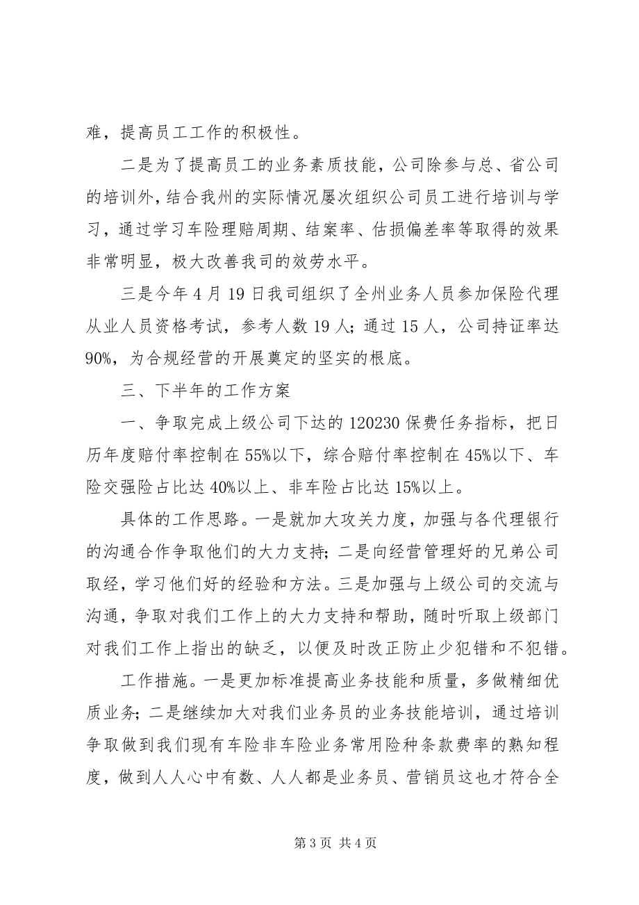 2023年财险中支公司上半年工作总结暨下半年工作安排计划.docx_第3页