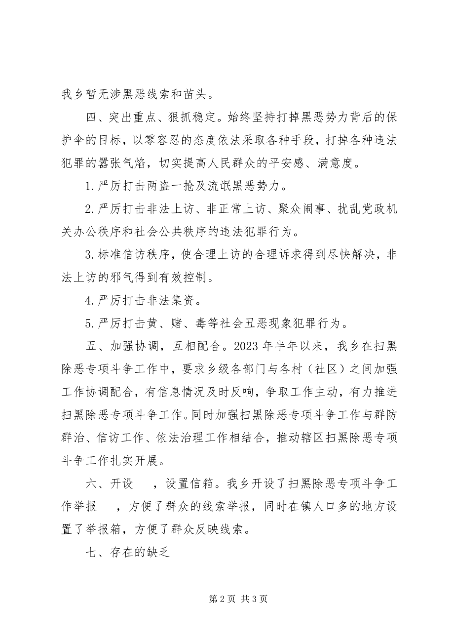 2023年乡委员会扫黑除恶专项斗争工作半年总结.docx_第2页