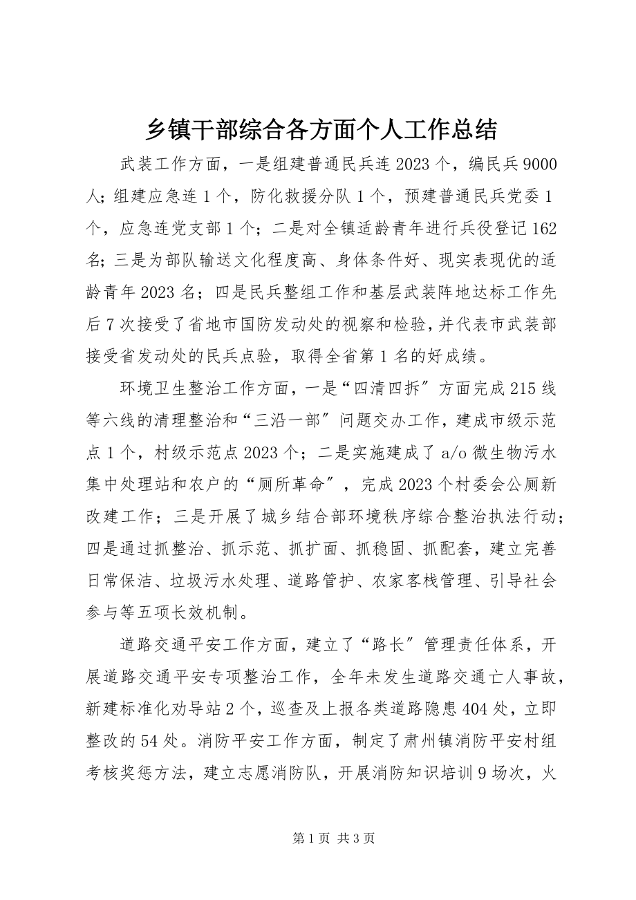 2023年乡镇干部综合各方面个人工作总结.docx_第1页