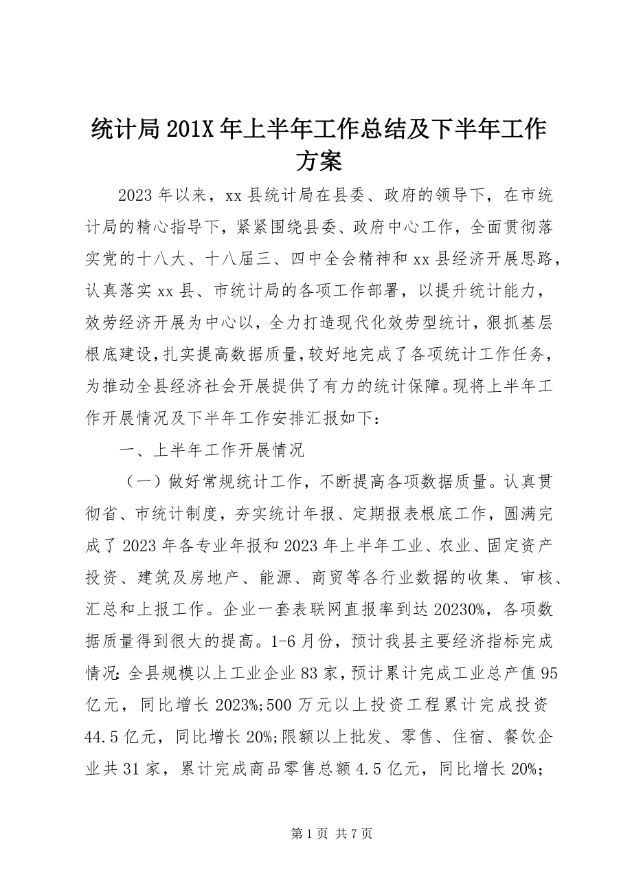 2023年统计局上半年工作总结及下半年工作计划2.docx_第1页