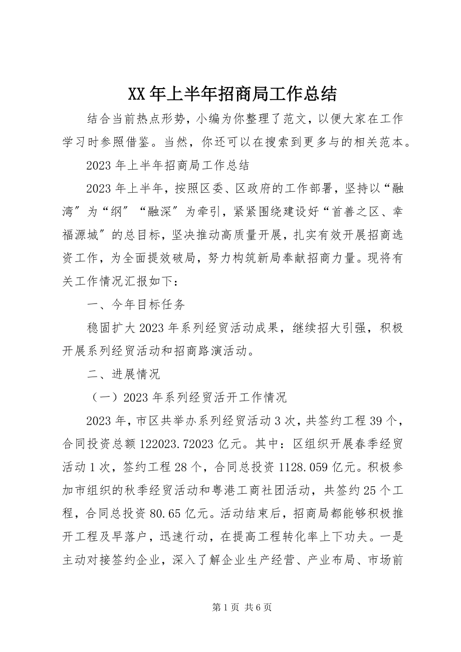 2023年上半年招商局工作总结.docx_第1页