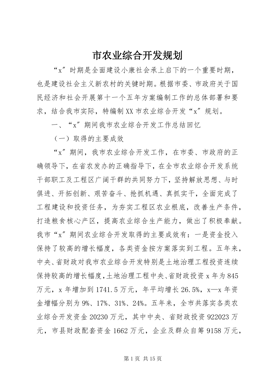 2023年市农业综合开发规划.docx_第1页