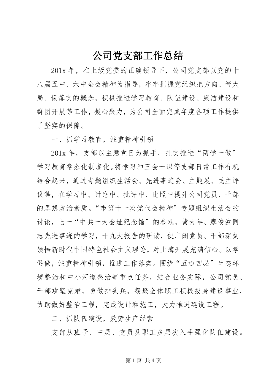 2023年公司党支部工作总结.docx_第1页