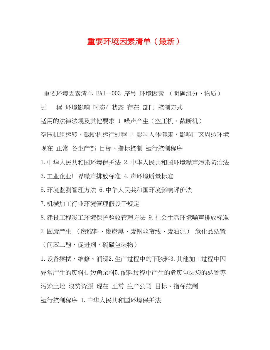 2023年重要环境因素清单（）.docx_第1页