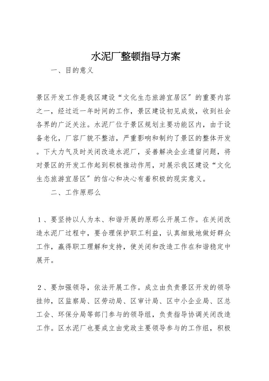 2023年水泥厂整顿指导方案.doc_第1页