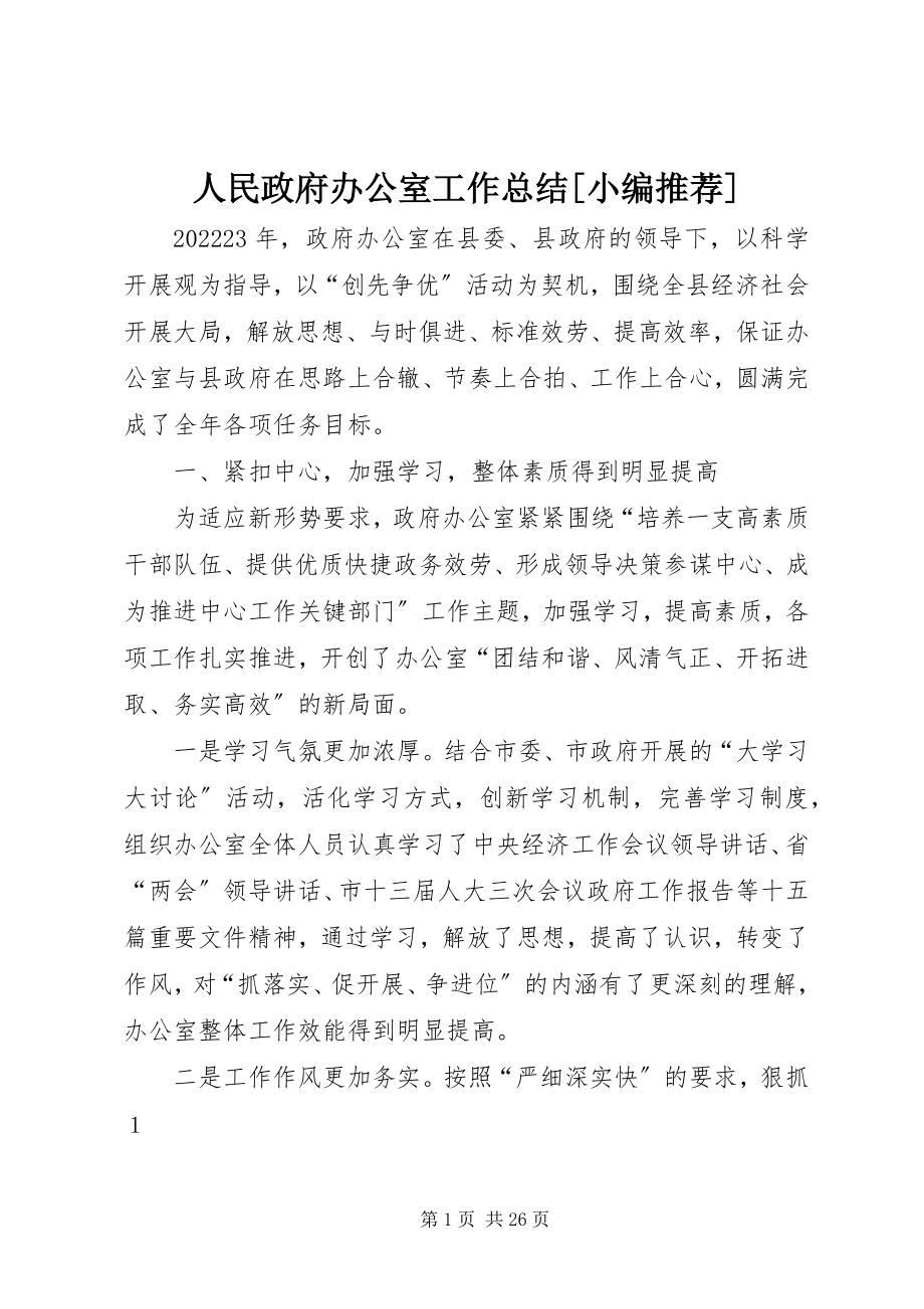 2023年人民政府办公室工作总结小编推荐.docx_第1页