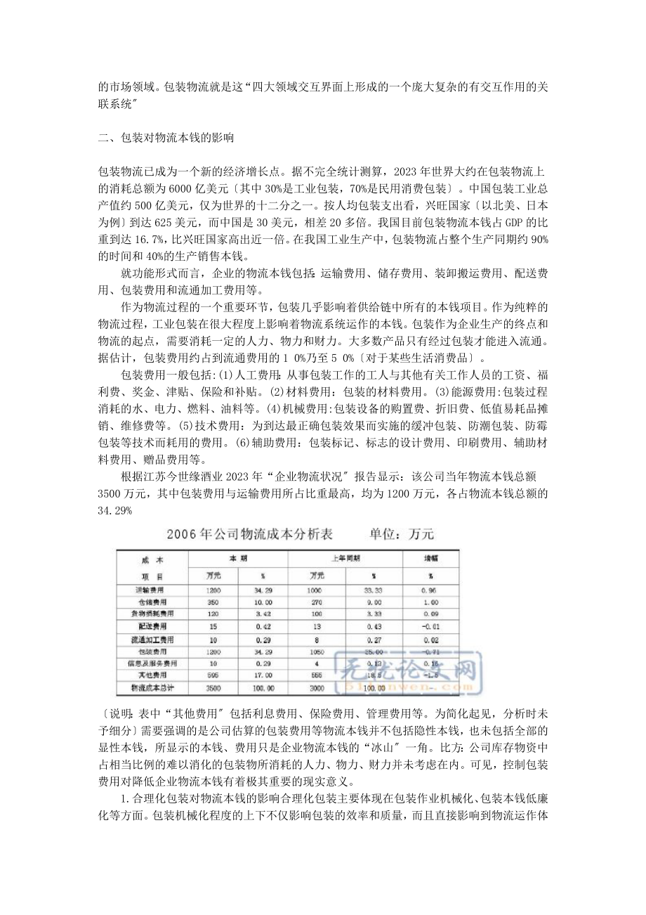 2023年物流成本控制中的包装管理探讨以江苏今世缘酒业有限公司为例.doc_第2页