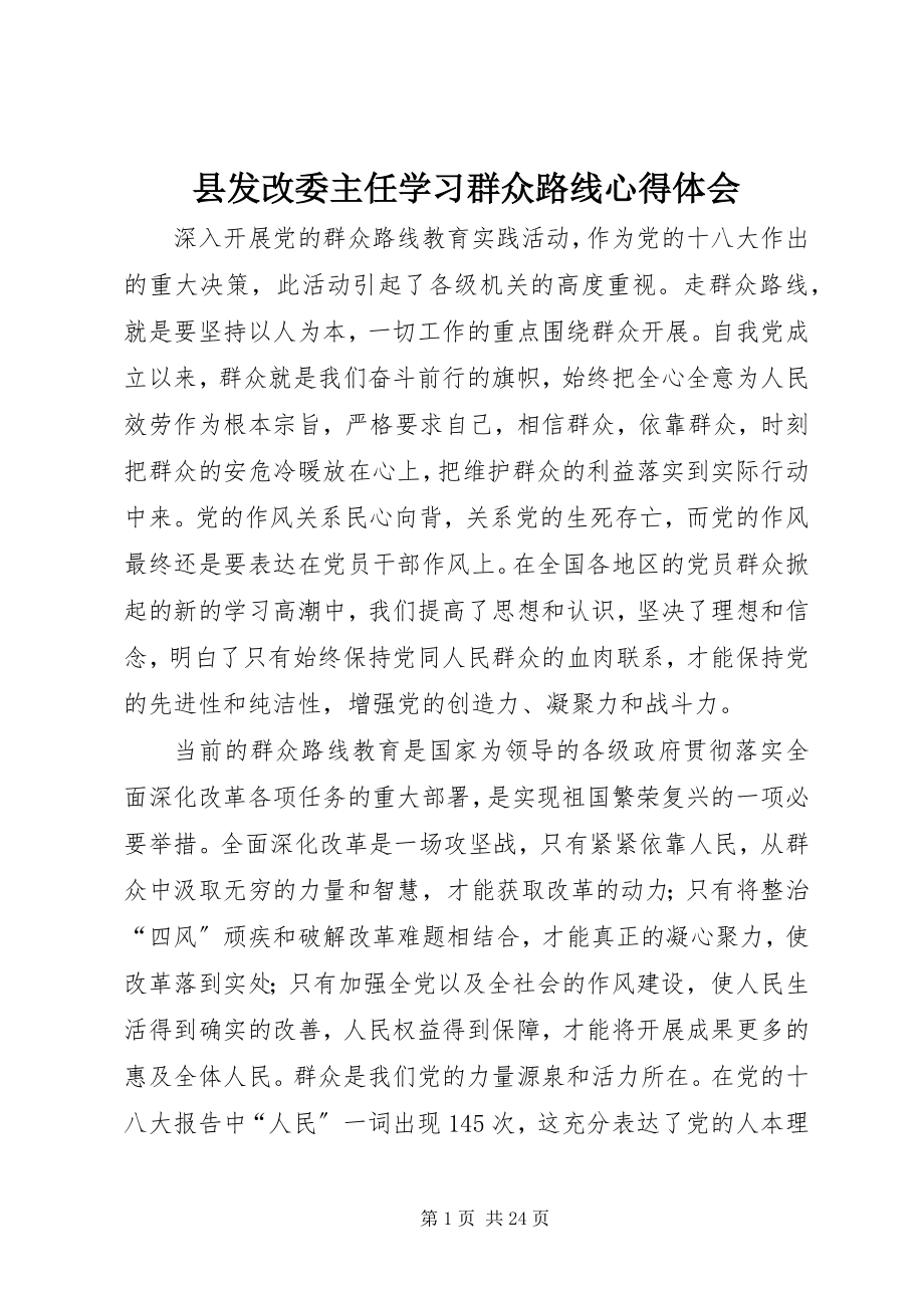 2023年县发改委主任学习群众路线心得体会.docx_第1页