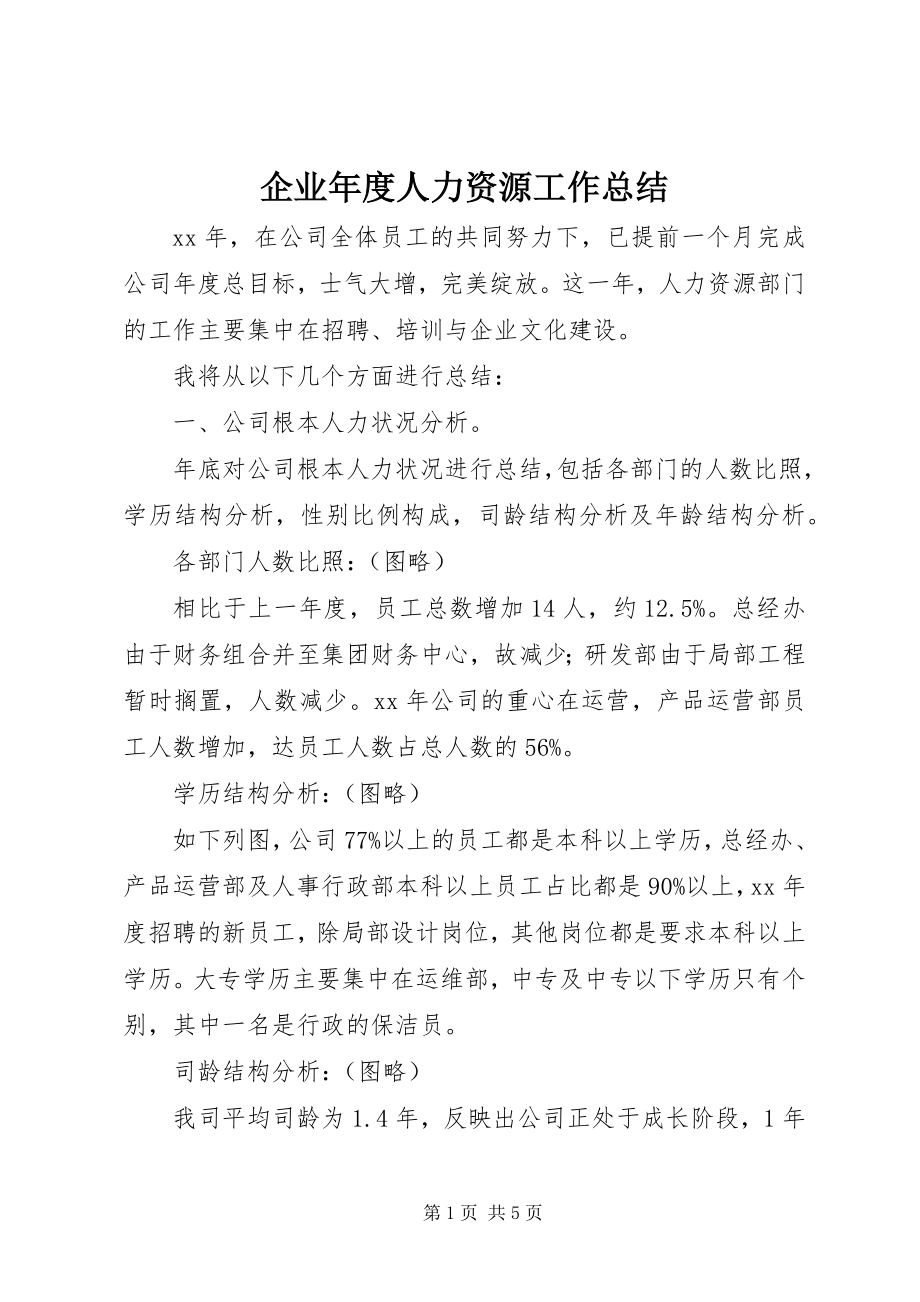 2023年企业年度人力资源工作总结.docx_第1页