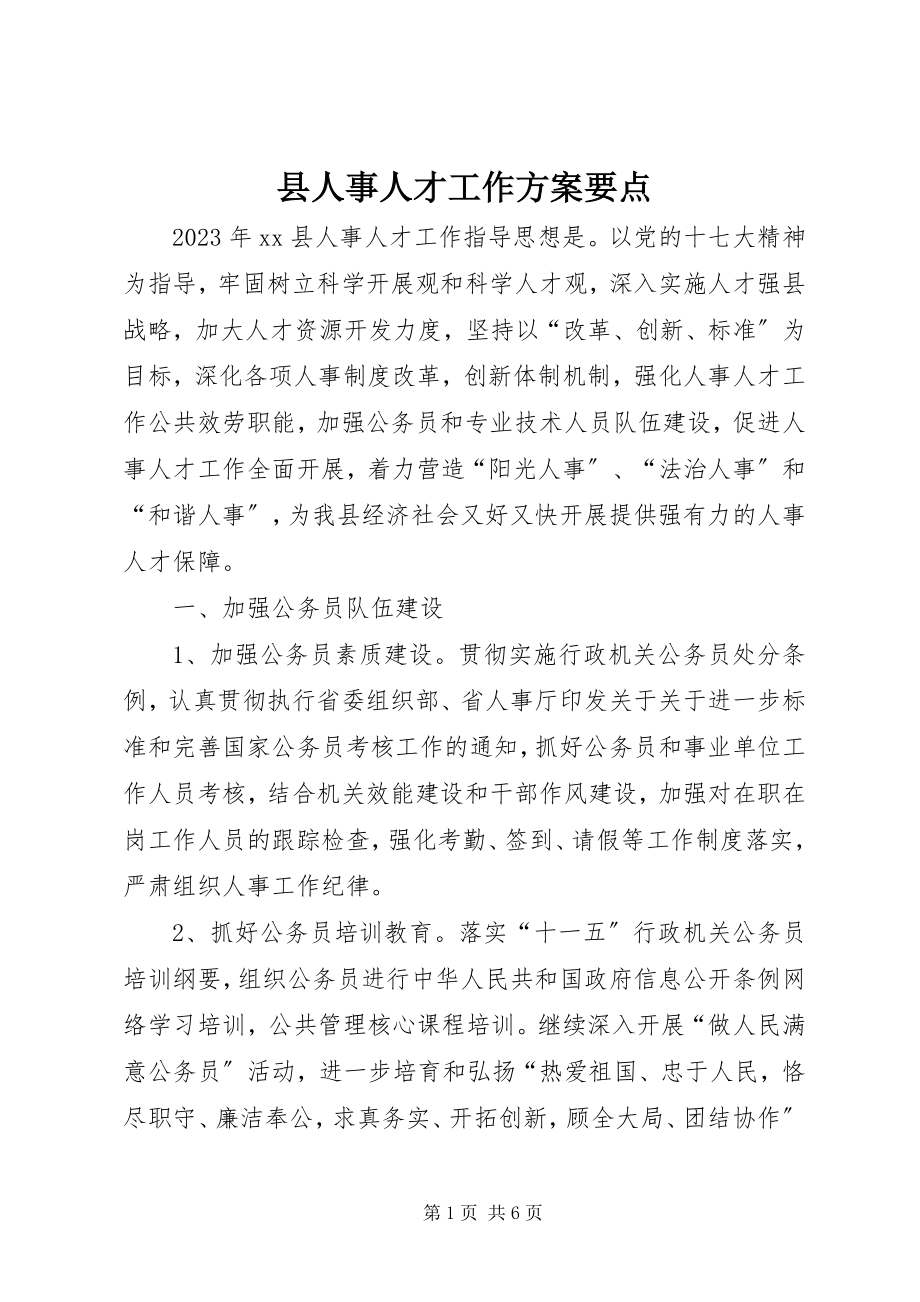 2023年县人事人才工作计划要点.docx_第1页