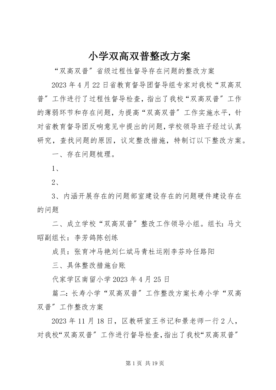 2023年小学双高双普整改方案.docx_第1页