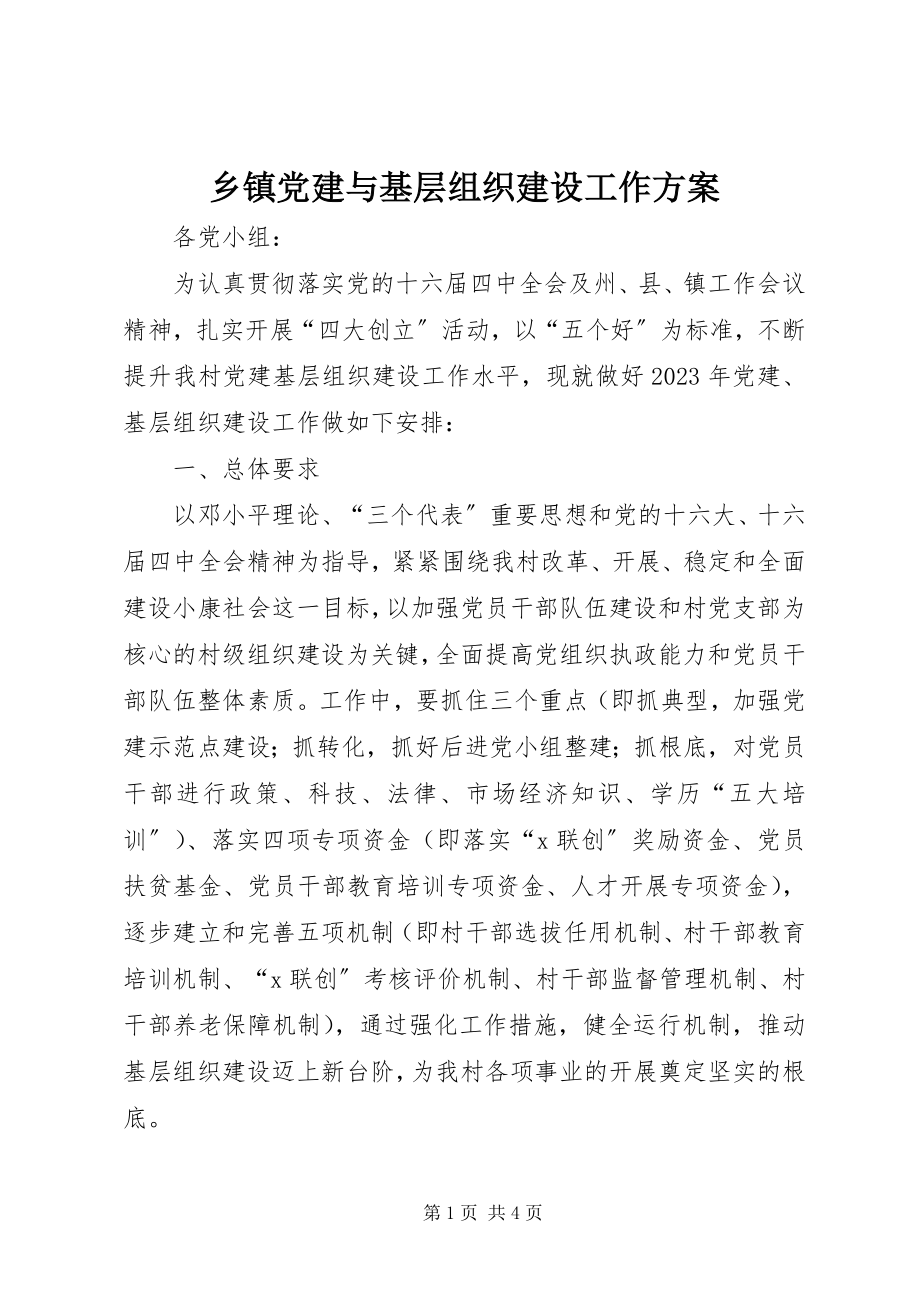 2023年乡镇党建与基层组织建设工作计划.docx_第1页