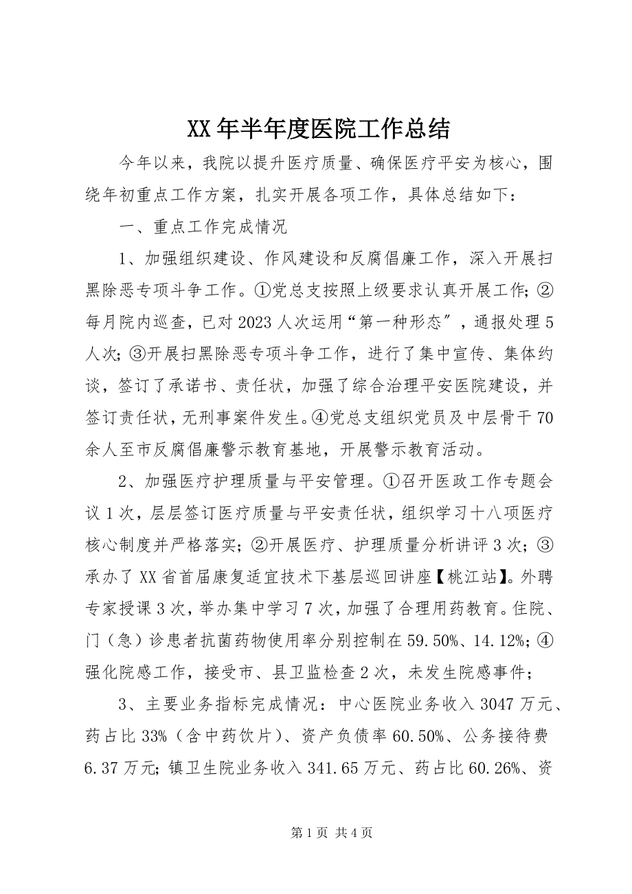 2023年半度医院工作总结.docx_第1页