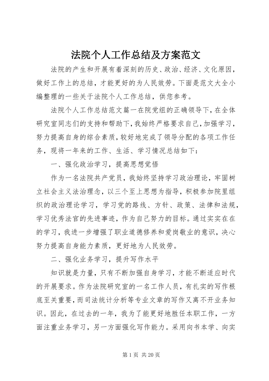 2023年法院个人工作总结及计划.docx_第1页