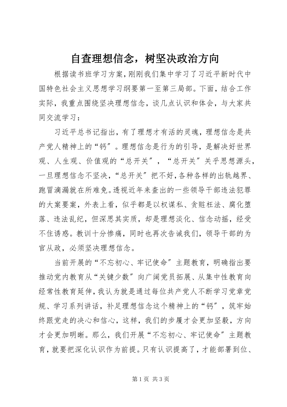 2023年自查理想信念树坚定政治方向.docx_第1页