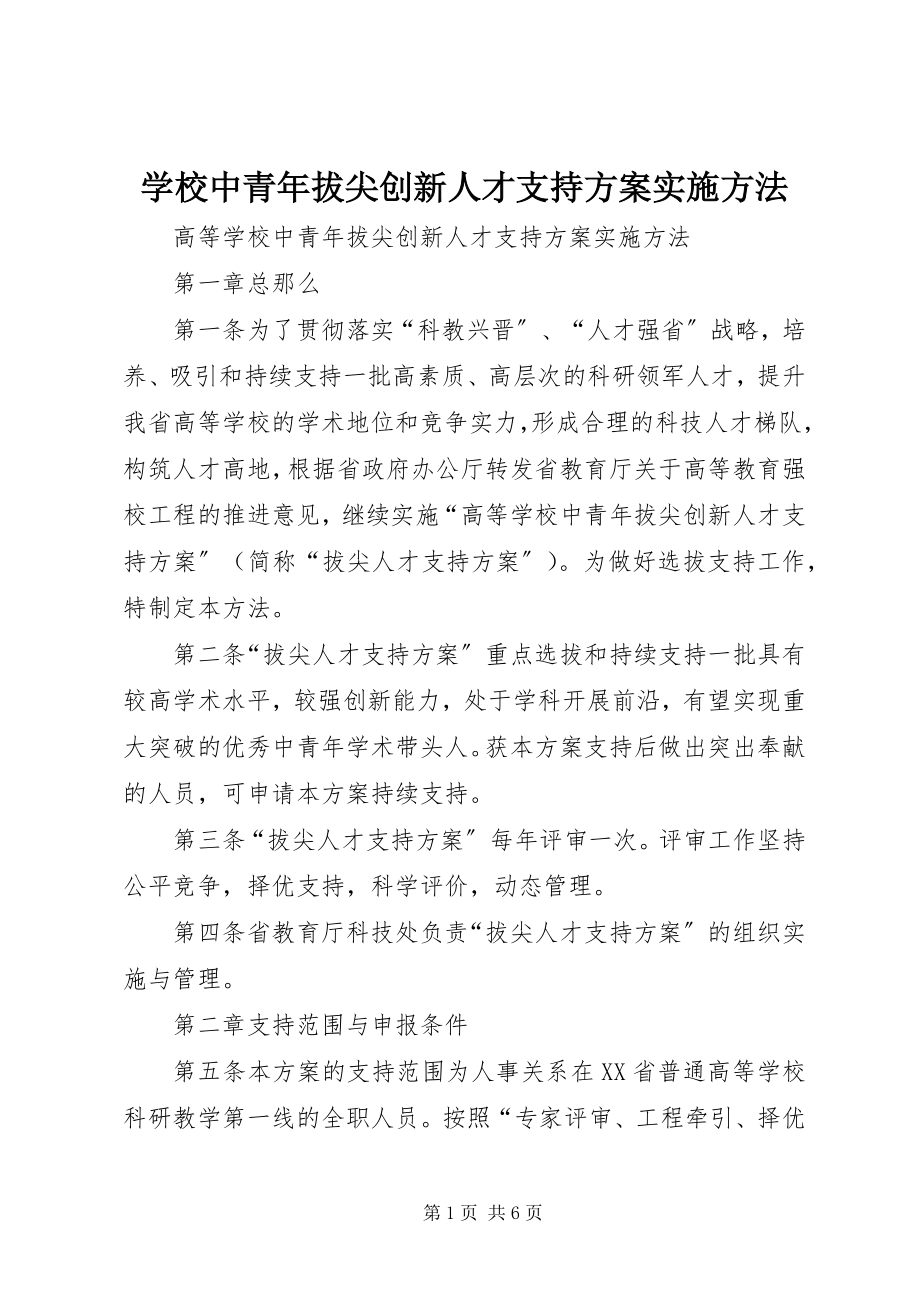 2023年学校中青年拔尖创新人才支持计划实施办法.docx_第1页