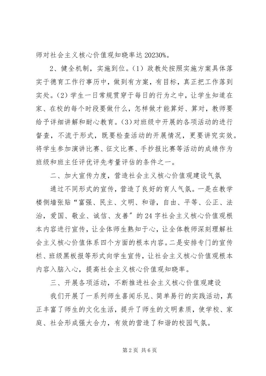 2023年学校培育和践行社会主义核心价值观活动总结.docx_第2页