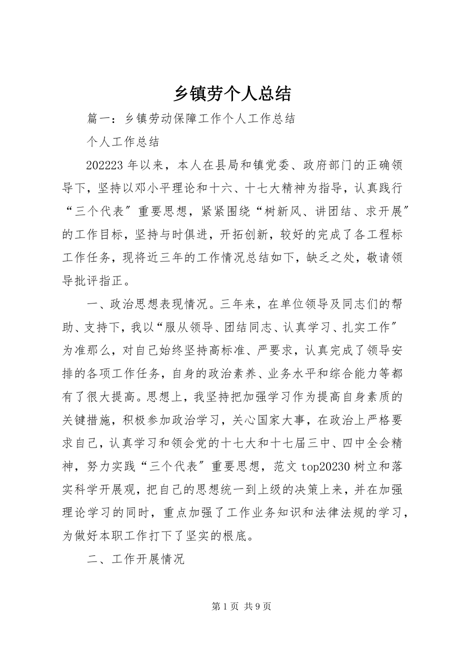 2023年乡镇劳个人总结.docx_第1页