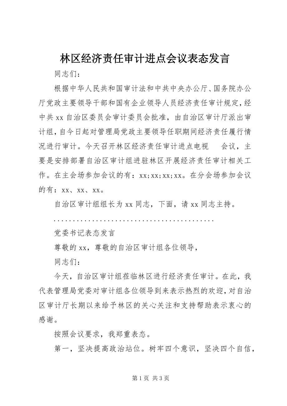 2023年林区经济责任审计进点会议表态讲话.docx_第1页