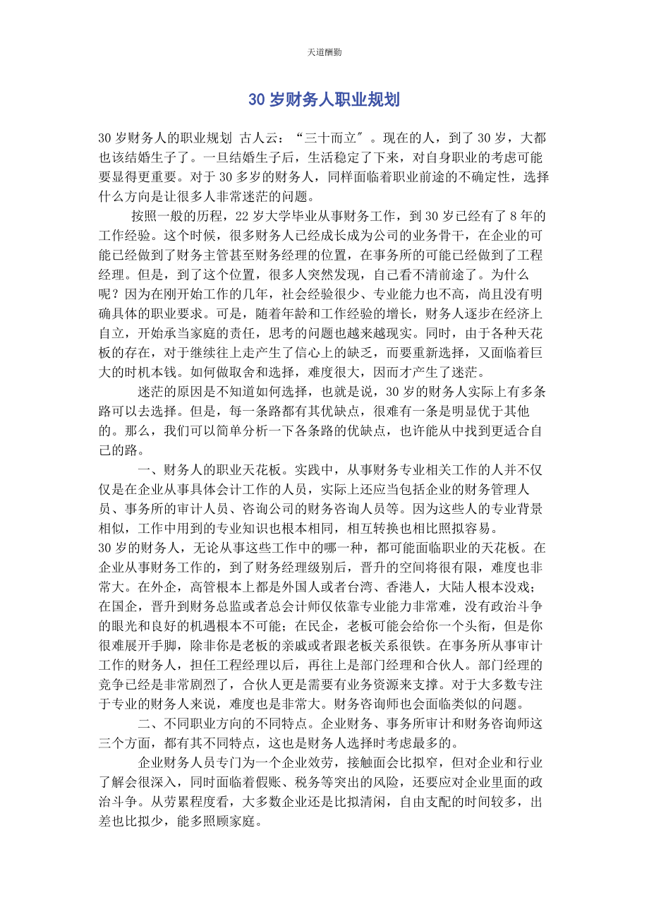 2023年30岁财务人职业规划.docx_第1页