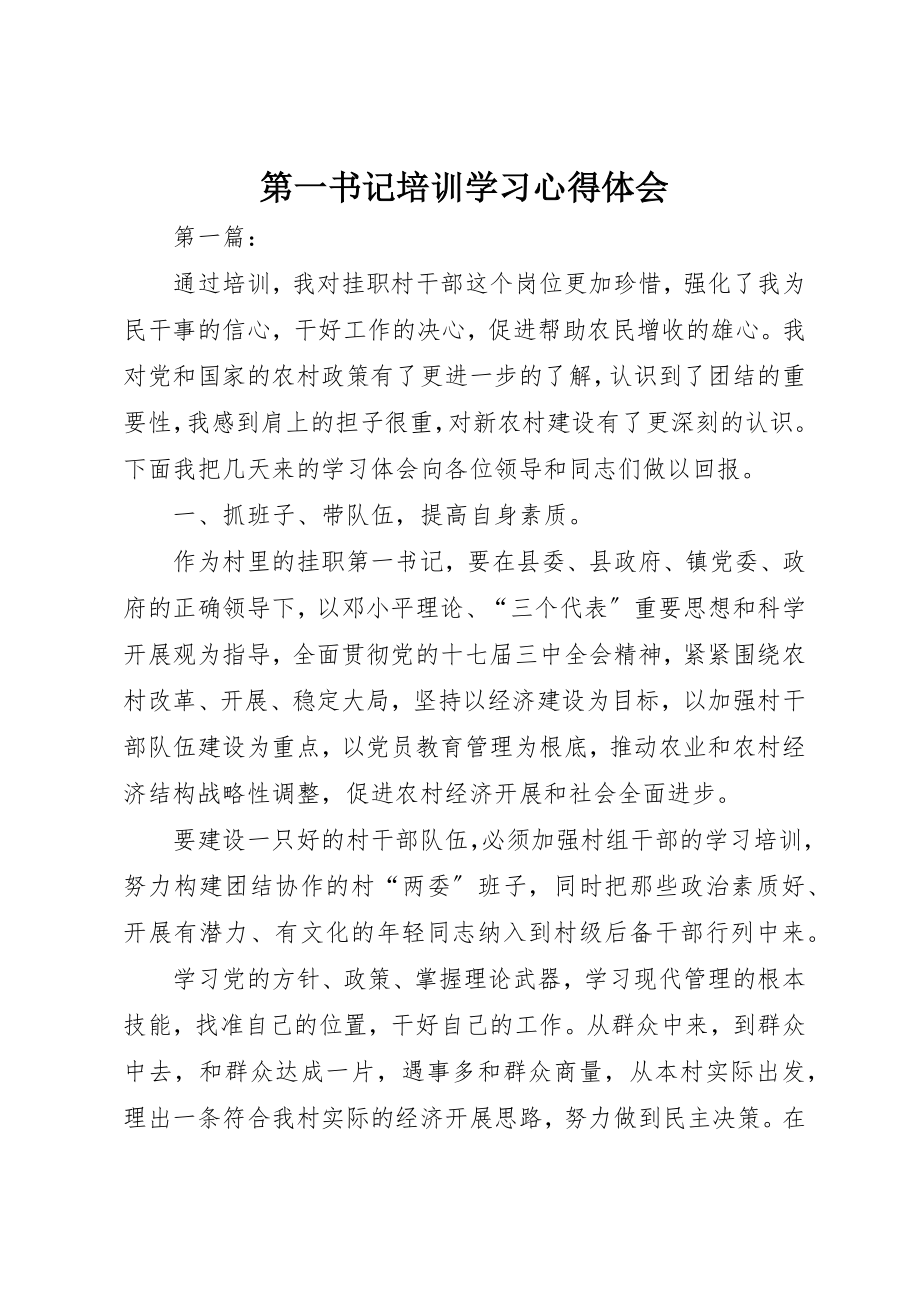 2023年第一书记培训学习心得体会新编.docx_第1页