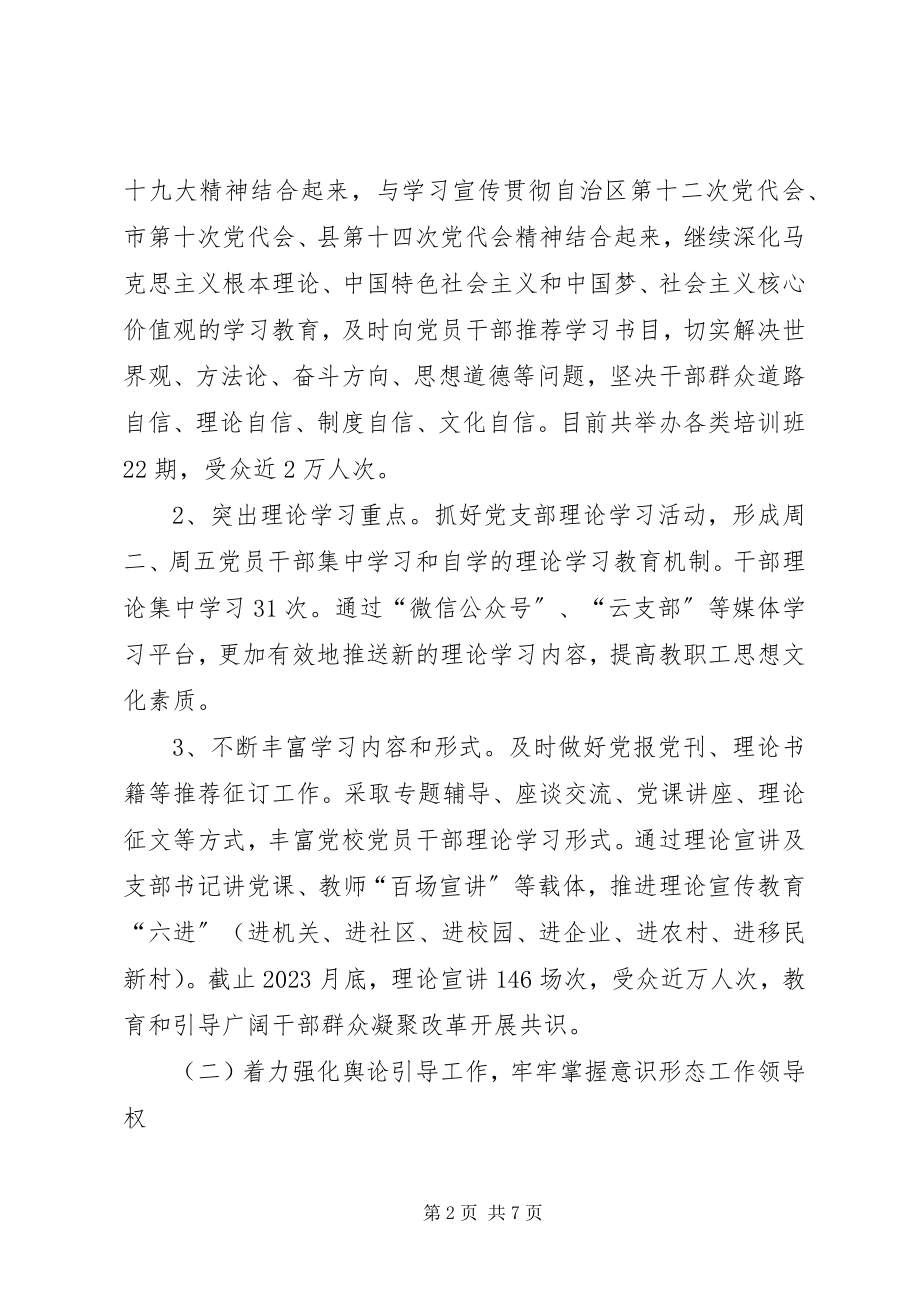 2023年县委党校宣传思想文化工作总结.docx_第2页