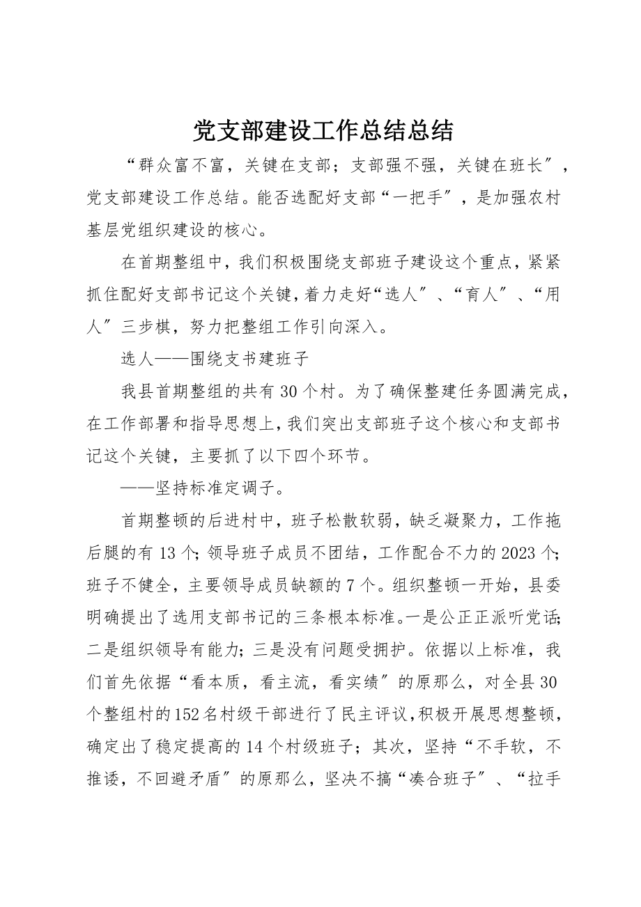 2023年党支部建设工作总结总结.docx_第1页