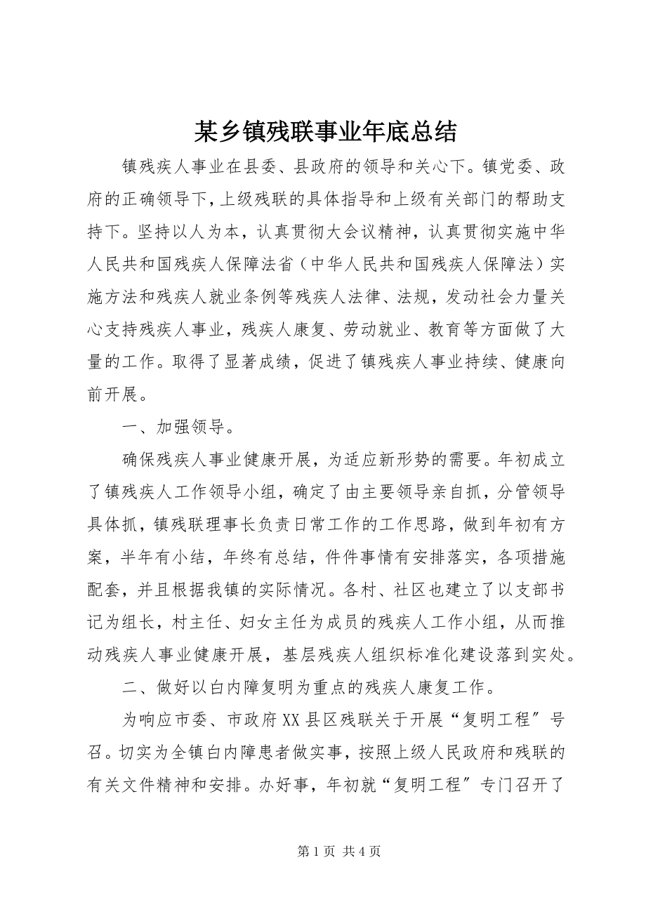 2023年xx乡镇残联事业年底总结.docx_第1页