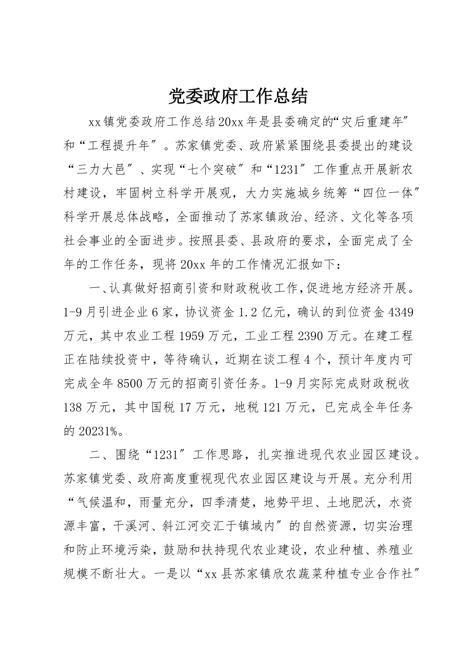 2023年党委政府工作总结.docx_第1页